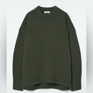 COS CHUNKY PURE CASHMERE CREW-NECK SWEATER dark khaki